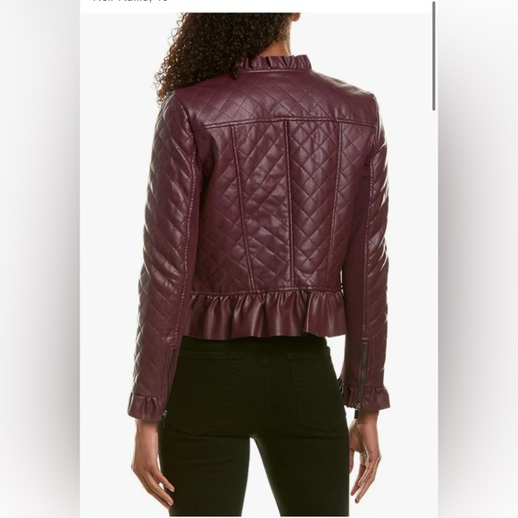 French Connection Women's Vegan Leather Jackets, Plum Noir Ruffle size XS NWT - Picture 2 of 10